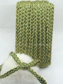 綠色韓國繩辮子花邊織帶 溫州昌政針織花邊廠，義烏商貿城四區專業直銷